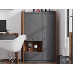 Bibliotheek FANJO 2 deuren 1 lade alpine sparren/staal