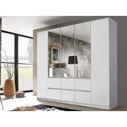 Kast MALIS 5 deuren 6 lades alpine wit met spiegel
