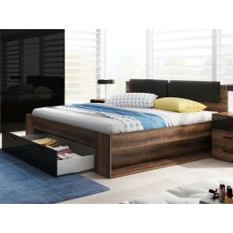 Bed GALACTIC 140x200 cm hoogglans zwart/monastery eik