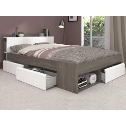 Bed NOE 140x200 cm walnoot met lades