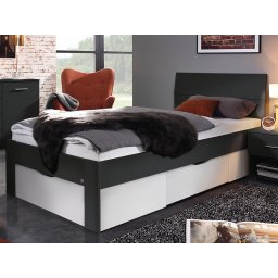 Bed FLASH 90x200 cm metaalgrijs/wit met lades