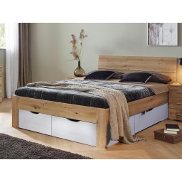 Bed FLASH 180x200 cm wit/artisan eik met lades