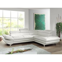 Converteerbare hoekbank ENTOURAGE hoek met longchair rechts eco-leder wit