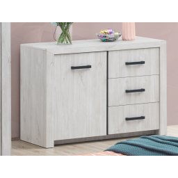 Commode ELVITALIC 1 deur en 3 lades gebleekte eik