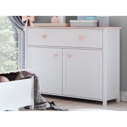 Dressoir LUCIA 2 deuren 1 lade wit/roze