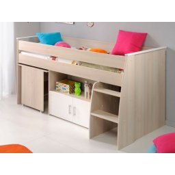 Samengesteld bed CARL 90x200 cm gerookte acacia/wit