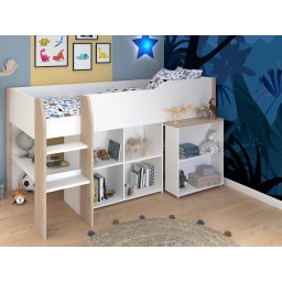 Samengesteld bed FINNEAS 90x200 cm wit/jackson eik