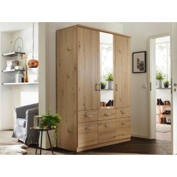 Kast BREMA 3 deuren 6 lades artisan eik met spiegel