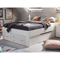 Bed SCARLETT 140x200 cm wit met zes lades