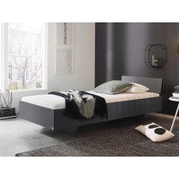 Bed IXANA 90x200 cm metaalgrijs met hoofdeinde
