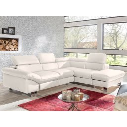 Converteerbare hoekbank DODGE hoek met longchair rechts eco-leder wit