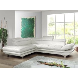 Converteerbare hoekbank ENTOURAGE hoek met longchair links eco-leder wit