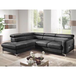 Converteerbare hoekbank SAMIRA met longchair links eco-leder zwart