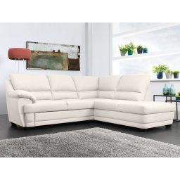 Converteerbare Hoekbank NEBRASKA met longchair rechts eco-leder wit