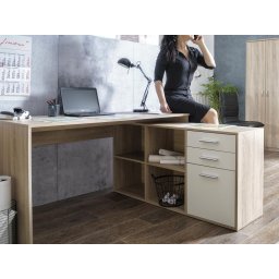 Hoekbureau LONDA 3 lades 4 vakken sorrento eik/wit