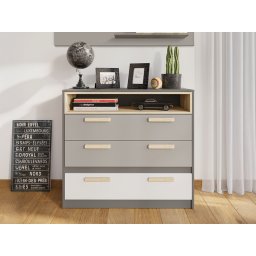 Commode PIKA 3 lades wit/lichtgrijs