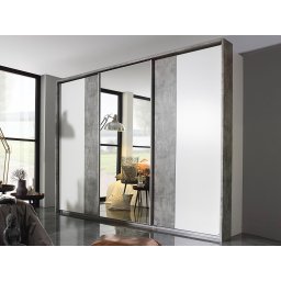 Kast SIEG 3 schuifdeuren 278 cm alpine wit/steengrijs
