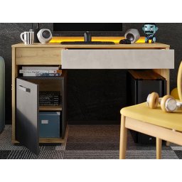 Bureau BIC 1 deur 2 lades artisan eik/zijde grijs