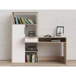 Bureau FLIRT 1 deur 1 lade wit/eik