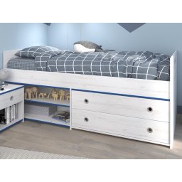 Bed SMOOKIE 90x200 cm witte pijnboom/blauw