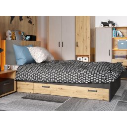 Bed BIC 90x200 cm artisan eik/zijde grijs