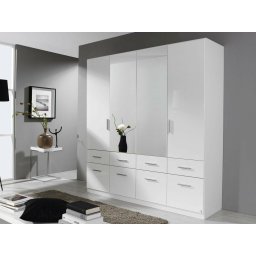 Kast CELTI 4 deuren en 8 lades met spiegel wit/hoogglans wit