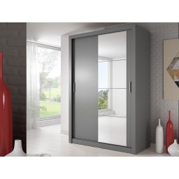 Kast ARTIFICE 2 schuifdeuren grijs met spiegel