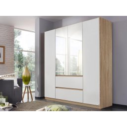 Kast MALIS 4 deuren 2 lades alpine wit/sonoma eik met spiegel