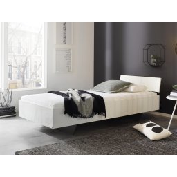 Bed IXANA 90x200 cm hoogglans wit met hoofdeinde