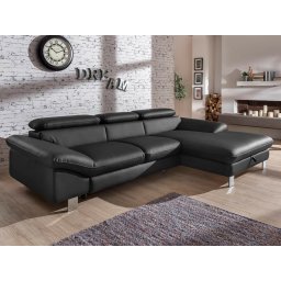 Converteerbare hoekbank DODGE met longchair rechts eco-leder zwart