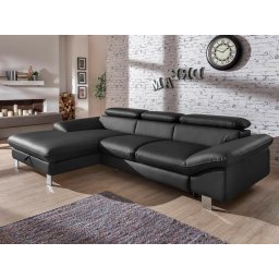 Converteerbare hoekbank DODGE met longchair links eco-leder zwart