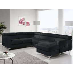 Converteerbare hoekbank SAMIRA hoek met longchair rechts eco-leder zwart