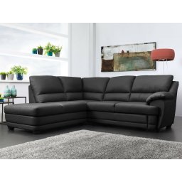 Converteerbare Hoekbank NEBRASKA met longchair links eco-leder “Excellent” zwart