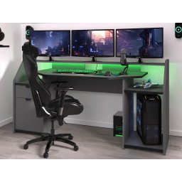 Bureau GAMER 180 cm donkergrijs/zwart