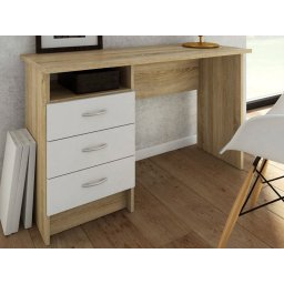 Bureau FARO 3 lades wit/eik