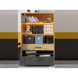 Hoge commode BIC 2 lades artisan eik/zijde grijs