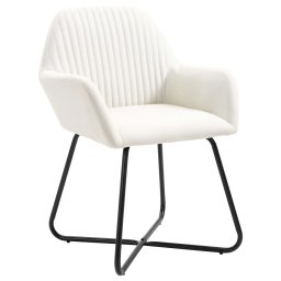 vidaXL Eetkamerstoelen 2 st stof crèmekleurig