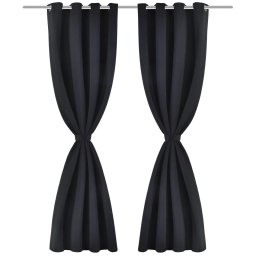 vidaXL Gordijnen met metalen ringen verduisterend 135x175 cm zwart 2 st