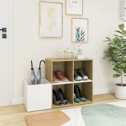 vidaXL Opbergkast 105x35,5x70 cm bewerkt hout wit en sonoma eikenkleur