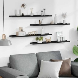 vidaXL Wandschappen 4 st 80x9x3 cm zwart