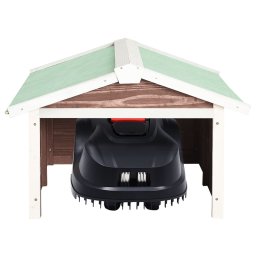 vidaXL Overkapping voor grasmaaier 72x87x50 cm vurenhout mokka en wit