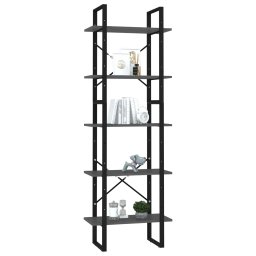 vidaXL Boekenkast met 5 schappen 60x30x175 cm bewerkt hout grijs