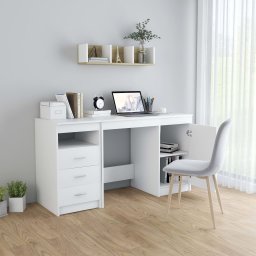 vidaXL Bureau 140x50x76 cm bewerkt hout wit