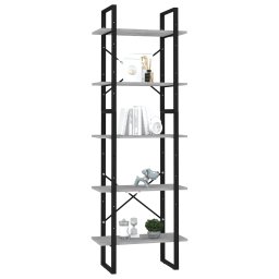 vidaXL Boekenkast met 5 schappen 60x30x175 cm bewerkt hout betongrijs