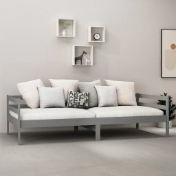 vidaXL Slaapbank massief grenenhout grijs 90x200 cm