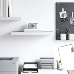 vidaXL Wandschap zwevend 60x23,5x3,8 cm MDF eikenkleurig en wit