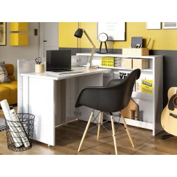 Uitklapbaar bureau CONCEPTION PRO wit/hoogglans wit links