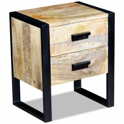 vidaXL Bijzettafel met 2 lades 43x33x51 cm massief mangohout