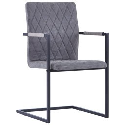 vidaXL Eetkamerstoelen 2 st kunstleer donkergrijs