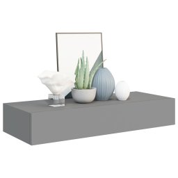 vidaXL viaXL Wandschappen 2 st met lade 60x23,5x10 cm MDF grijs